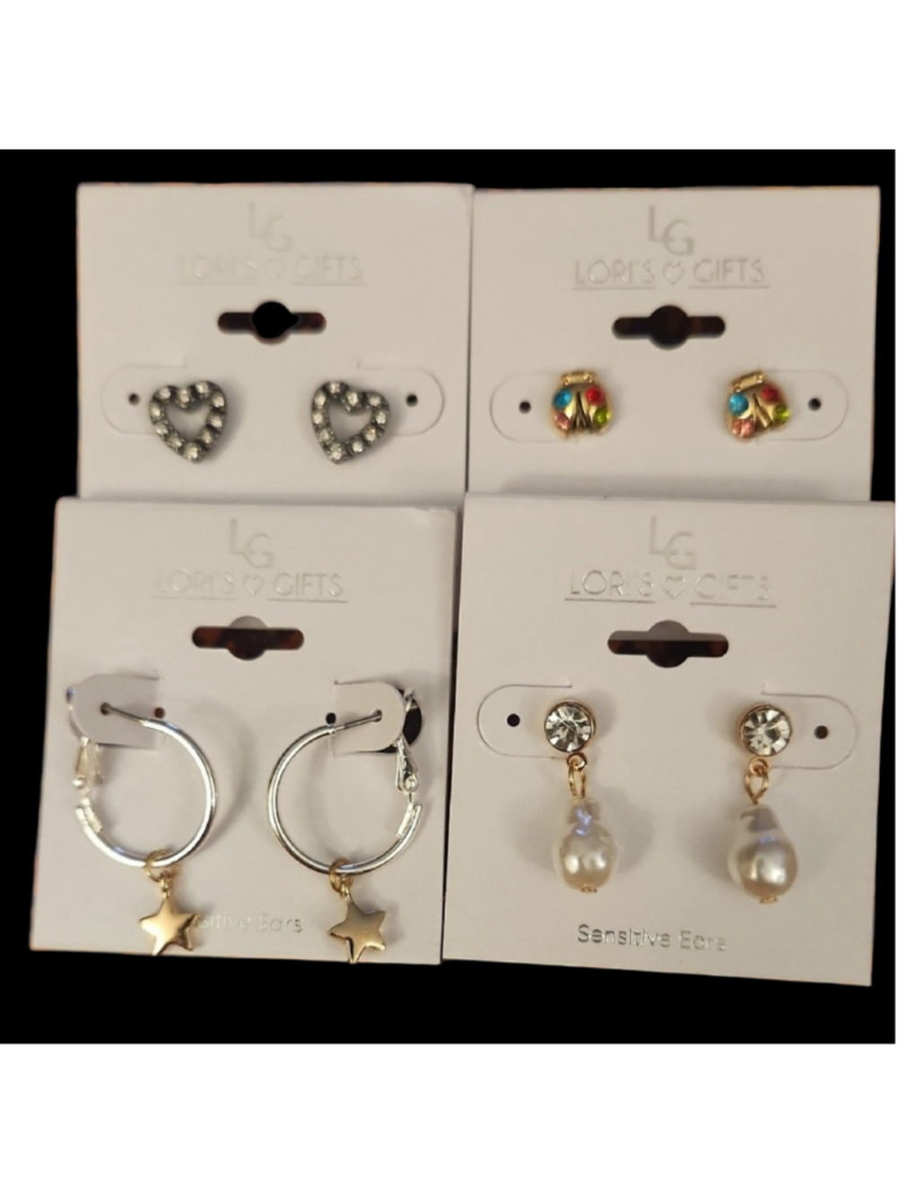 Lori's Gifts Earring Set Lot of 4 Silver and Gold